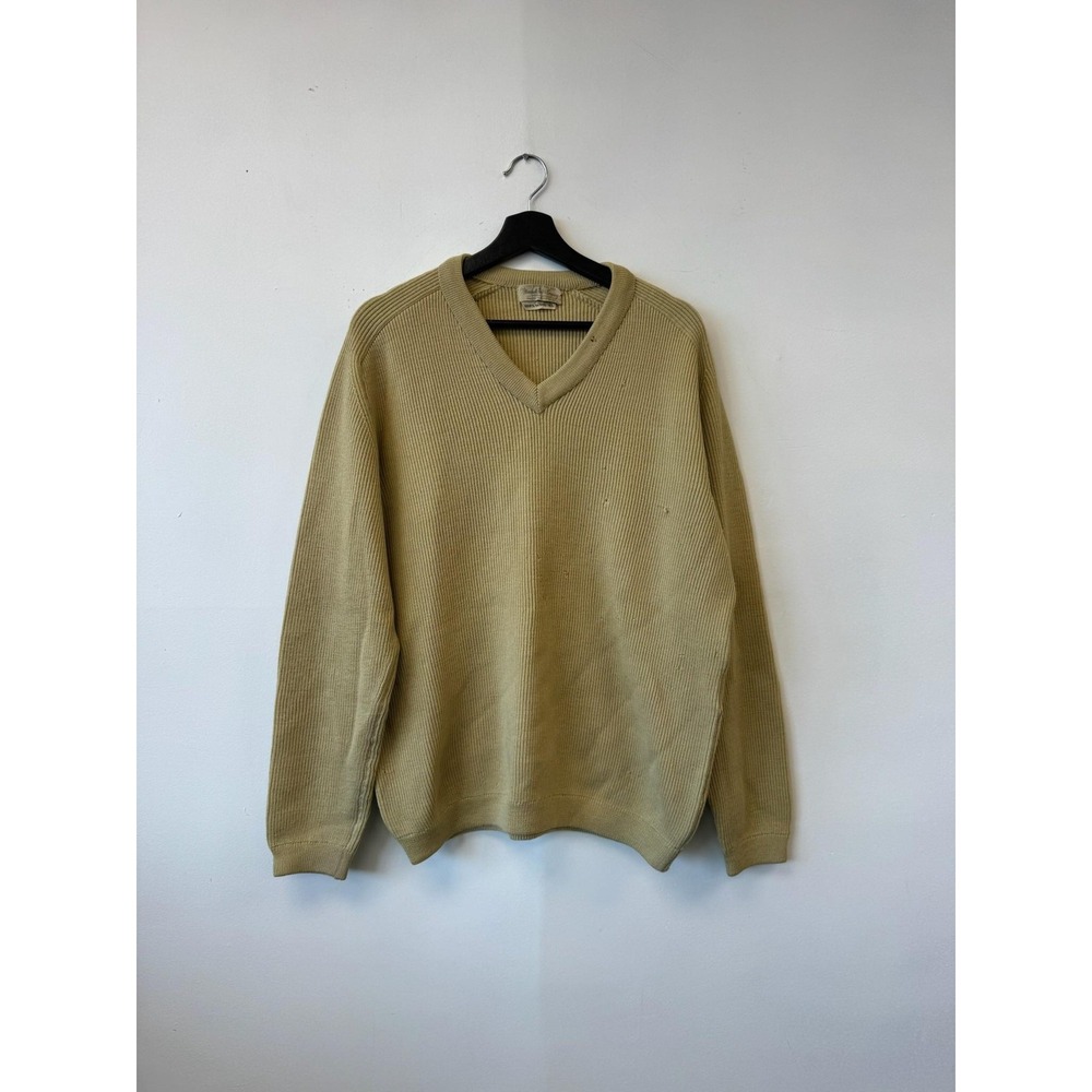 VINTAGE Marshall Field & Company Sweater Mens Large Wool V-Neck Distressed 70s